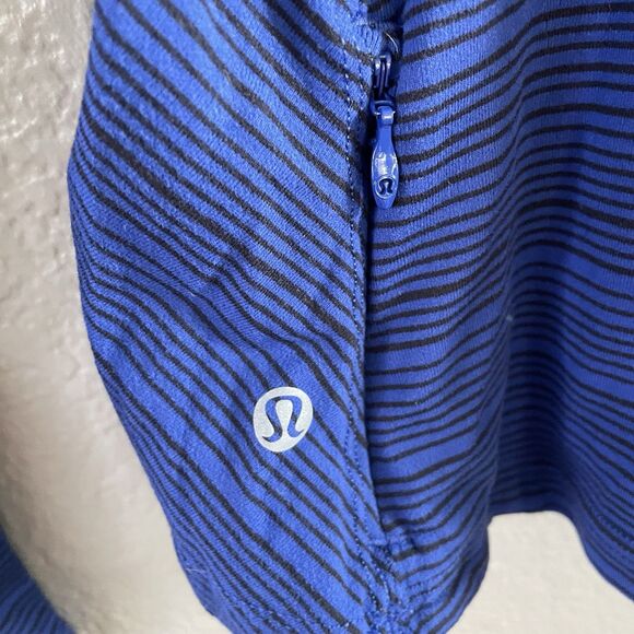 Lululemon Kanto Catch Me TopWomens 4 Sapphire Blue Black Striped Long Sleeve - Picture 7 of 11